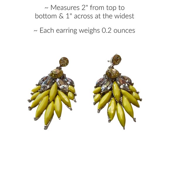 Statement Chandelier Earrings Clear and Yellow Stones Stud Post Pierced Ears - Picture 2 of 4